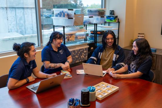 Students gathered at the career center