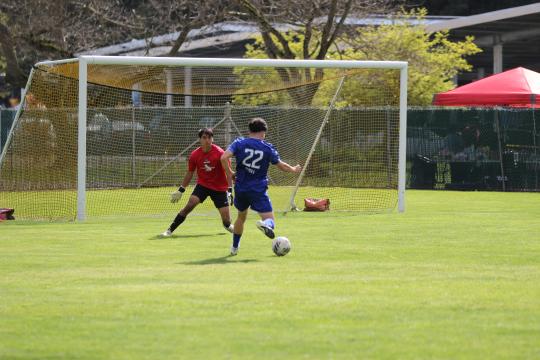 playing soccer
