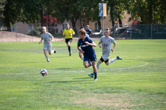 playing soccer