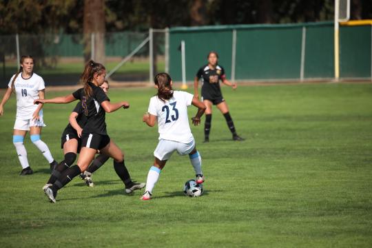 playing soccer