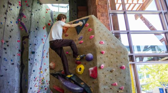 Man Rock Climbing