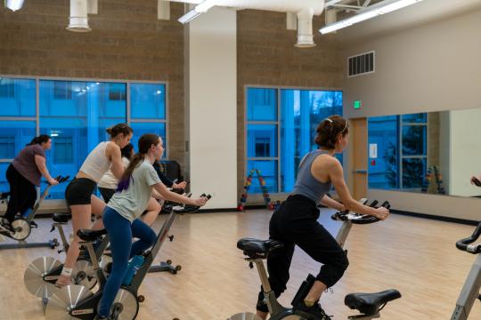 View of a cycling class
