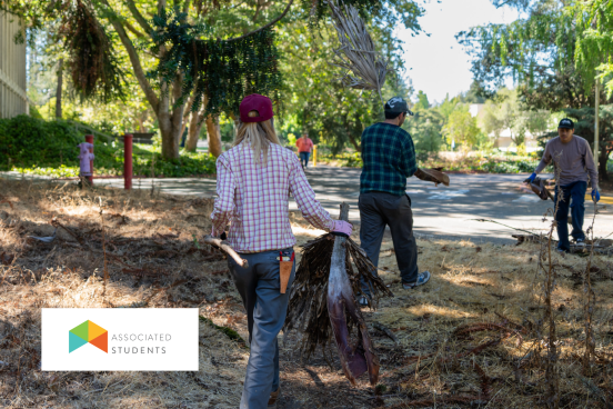 Students helping outdoors