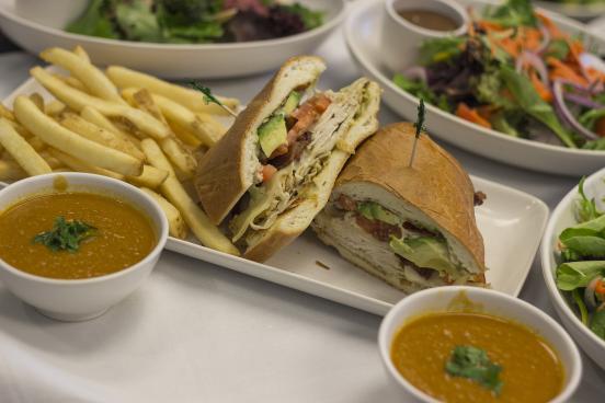 Sandwich and soup lunch