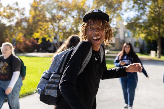 Student attending welcome black event