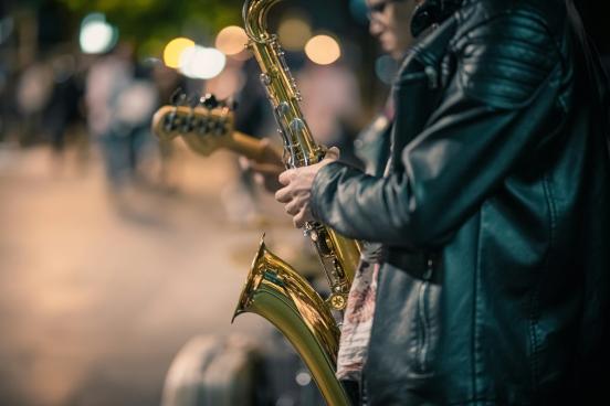 man playing saxophone