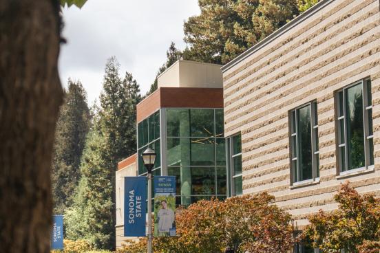 Students Walking on Sonoma State Campus 