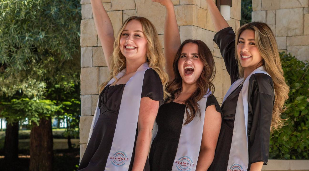 Seawolf living posing for graduation photoshoot