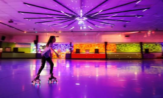 College student roller skating
