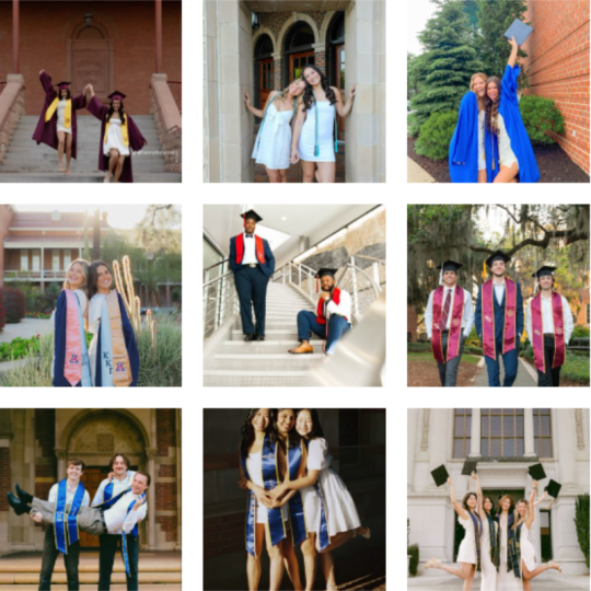 Examples of duo and trio grad photoshoots