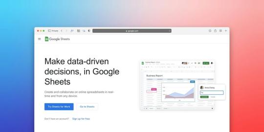 Google sheets page