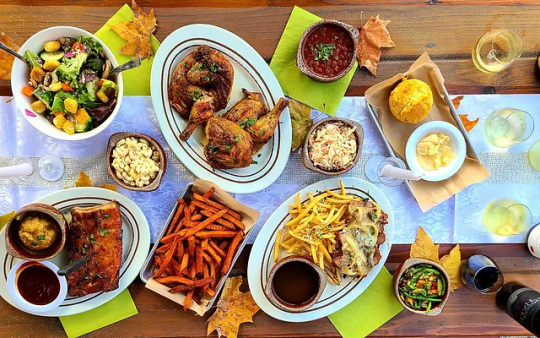 casual dining meal on a table