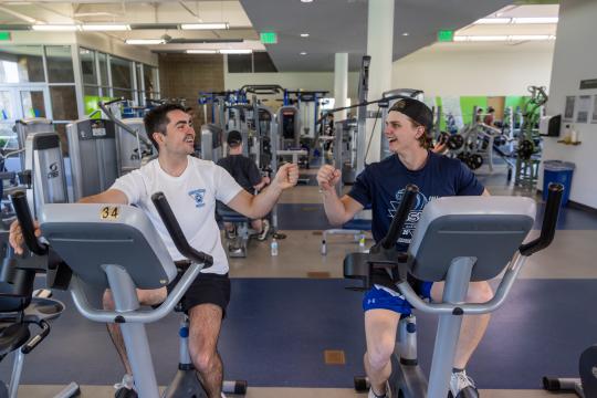 Students working together at the rec center