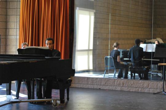 Someone playing piano 