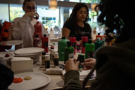 Students attending Paint and Sip