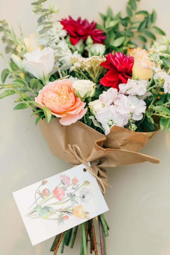 Bouquet of Flowers and a Note
